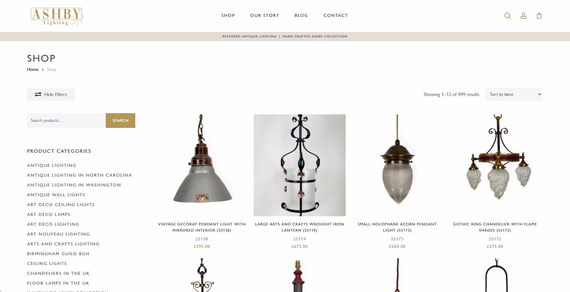 Ashby Lighting Shop Page