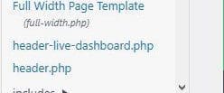 Finding the header.php file 