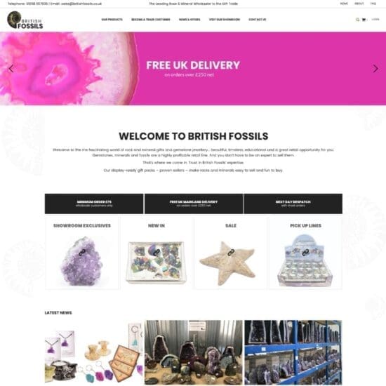 British Fossils Trade Ecommerce Webstie Design